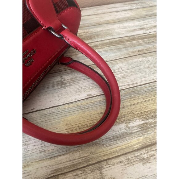Coach Mini Bennett Satchel F38948 – Red Black Buffalo Plaid – Crossbody Bag - Picture 10 of 16